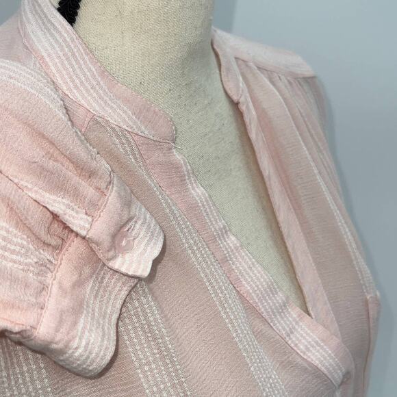 H&M Light Pink Sheer with white stripes long sleeve tunic Size 6 - Picture 4 of 12